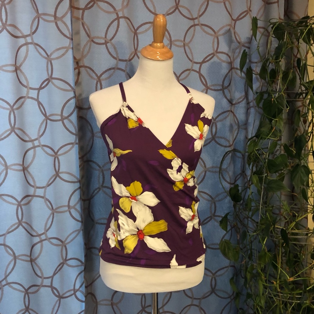 Lands’ End Floral Print Tankini Size 4 EUC